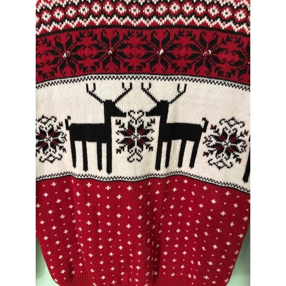 Shrinking Violet XS Red & White Reindeer Snowflake Christmas Sweater - Picture 3 of 7